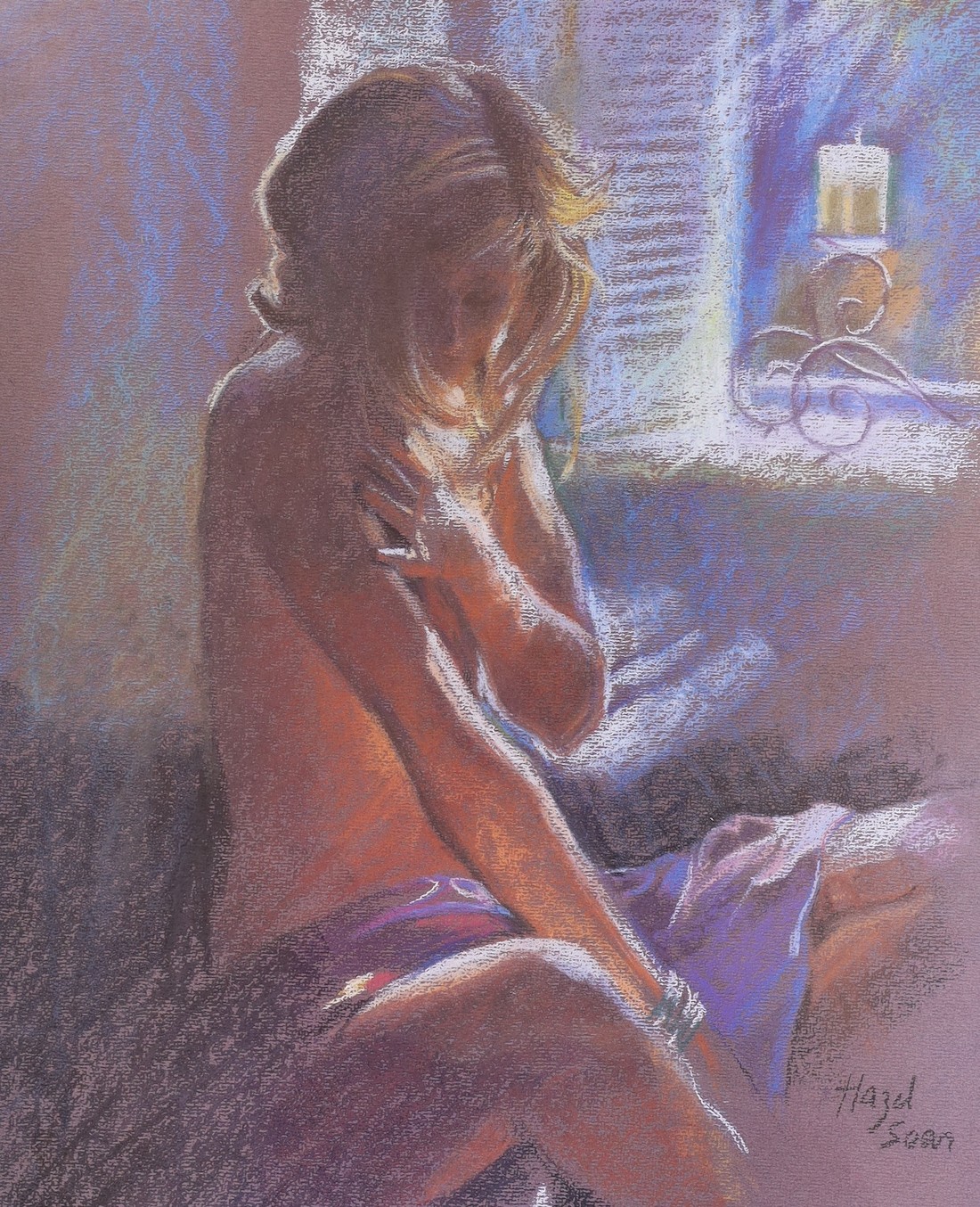 Hazel Soan, pair of pastels, Nude studies, 50 x 40cm